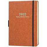 BooQool Kalender 2022 - Terminkalender Wochenplaner 2022 mit Kalender Aufklebern, von Januar 2022 bis Dezember 2022, Dickem Premium Papier A5 mit Stifthalter, Innentasche und 88 N