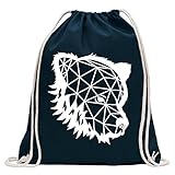 Kiwistar - Polygon Bär Figur Tier Art Turnbeutel Fun Rucksack Sport Beutel Gymsack Baumwolle mit Ziehg