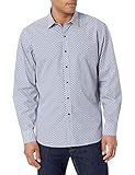 BUGATCHI Herren Men's Long Sleeve Point Collar Classic Woven Hemd mit Button-Down-Kragen, Navy, M