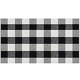 Karierter Teppich Schwarz Weiß Fußmatte Outdoor Wetterfest Modern Türmatte Innen Küche Türmatte Innen Gross 60x90cm Rutschfester für Ihre Küche Badezimmer Außenbereich Wohnzimmer(60 * 130cm)