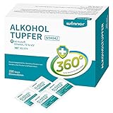 Winner Medical 200 Stück 75% Ethanol Alkoholtupfer,4-lagige quadratische Wattepads, gut getränkt mit Alkohol,sterile Alcohol pads Tupfer Alkohol (6 x 6cm)