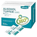 Winner Medical 200 Stück 75% Ethanol Alkoholtupfer,4-lagige quadratische Wattepads, gut getränkt mit Alkohol,sterile Alcohol pads Tupfer Alkohol (6 x 6cm)