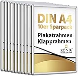 10 Plakatrahmen DIN A4 | abgerundete Ecken | 25mm Alu Profil, silber | inkl entspiegelter Schutzscheibe und Befestigungsmaterial | Alu Klapprahmen Wechselrahmen Posterrahmen | 10er Sparpack | Dreifke®