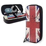 mengmeng Lustiges Federmäppchen mit britischer Flagge, Patriot, England, UK – Humor, Leder, großes Fassungsvermögen, Stifttasche,