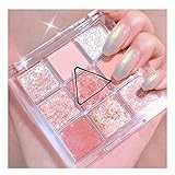 Gokame 9 Farben Lidschatten Palette Schimmer Matt Langlebiges, Schminkpalette Lidschatten Glitzer, Schminkpalette Lidschatten Palette-Orange/Pink (Pink)