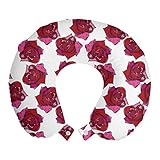 ABAKUHAUS Rosen Reisekissen Nackenstütze, Flüchtiges abstraktes Blumenbild, Schaumstoff Reiseartikel für Flugzeug und Auto, 30x30 cm, Himb