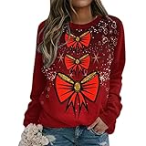 Christmas Sweater Weihnachten Pullover Damen Weihnachtsmann Muster Weihnachtspullover Familie Set Christmas Reindeer Strickpullover Unisex Xmas Christmas Sweater Sweatshirt Teenager Mädchen Pulli Top