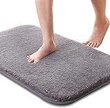 Badematte, rutschfest Saugfähiger Badezimmerteppich, Weicher, Hautfreundlicher Badteppich, Waschbar Badvorleger (50 x 80 cm, Grau)