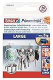 tesa Powerstrips Large - Doppelseitige Klebestreifen zur Montage von Gegenständen auf glatten Oberflächen - Bis zu 2 kg Halteleistung - 10er Pack Powerstrip