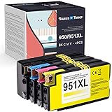 SWISS TONER 1 Satz 950XL Tintenpatronen Kompatibel für HP 950XL 950 XL für HP Officejet Pro 8600 8610 8600 8620 8615 8100 8625 8630 8640 8660 251dw 276dw,Schwarz/Cyan/Magenta/Gelb