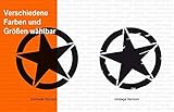 Army Stern Aufkleber/Vintage Star/verschiedene Versionen, Sticker für Motorrad, Camper Bus Offroad 4x4 Wohnmobil Boot oder Geländewag