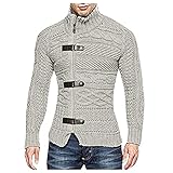 Sweaters for Men Autumn and Winter Turtleneck Long Sleeve Pullover Solid Sweater Top Blouse (White, XXL)