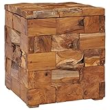 vidaXL Teak Massiv Hocker mit Stauraum Deckel Fußhocker Sitzhocker Holzhocker Sitzwürfel Aufbewahrungsbox Sitztruhe Fußbank Truhe 40x40x45