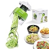 ELIRIVAWET Spiralschneider Hand für Gemüsespaghetti, 4 in1 Gemüse Spiralschneider, Gemüsehobel für Karotte, Gurke, Kartoffel,Kürbis, Zucchini, Zwieb