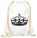 Druckerlebnis24 Turnbeutel Krone- Tiara- KÖNIGIN- Prinzessin- ROYAL- LIZENZFREIE- Eleganz- Mode- SCHÖNHEIT- Kreuz- Keep Calm mit Kordel - 100% Baumwolle- Gymbag- Rucksack- Sportb