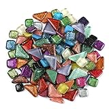 Kesote 200g Mosaiksteine Glasmosaik Bastelmix Bunt Mosaik Glitzer (Quadrat, Dreieck)