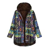 CHUNT Winterjacke Damen Langer Mantel Reißverschluss Kapuze Manteljacke Wintermantal Winterparka Damenmantel Plüschjacke Fleecemantel Jack