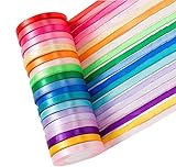 Doppelseitiges Stoffband, Seiden-Satinrolle, 20 Rollen (10 mm breit), Satinband, Verzierungsband für Schleifen, Basteln, Geschenke, Party, Hochzeit (20 Stück)