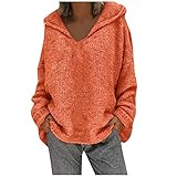 WOAIDEGUO Damen Mode lose Plus Größe Pullover mit Kapuze Einfarbig Herbst/Winter Jumper Pulli Strickpullover Casual Sweatshirt Elegant Oberteile Frauen Mädchen Teenager blusen Hemd Long