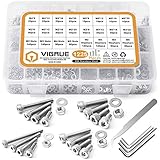 VIGRUE 1225Pcs Schrauben Set M2 M3 M4 M5 Edelstahl-Sechskopf-Knopf Schrauben Muttern und Unterlegscheiben Sortiment Kit Edelstahl Schrauben Sechskantschrauben mit Aufbewahrungsbox + Schraubenschlü
