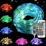 DreiWasser USB Lichtschlauch, 10M 100 LEDs RGB Lichterschlauch Lichterkette Fein Schlauch 8 Modi mit Fernbedienung Wasserdicht Timer für Deko (Modern)