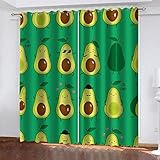 YTSDBB Vorhang kinderzimmer Junge Cartoon-Avocado B 110 x H 95 cm Thermovorhang Schlafzimmer Lichtundurchlässig Stoff Lärmschutzvorhang für Junge Mädchen Wohnzimmer Teenag