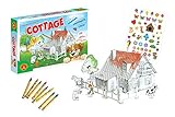 A Alexander 2356 Haus und der Hund, 115 teiliges Bauernhof Set, 3D Puzzle aus 36 Karton Teilen, mit 48 Sticker, 8 Wachsmalstiften, Farm zum Basteln und Malen, für Kinder ab 5 J
