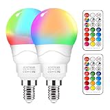 LED Lampe E14 RGBW [pack of 2], 6W LED Farbwechsel Birne , Dimmbar Farben LED Glühbirne mit Fernbedienung, Farbwechsel Glühbirne für Home Party