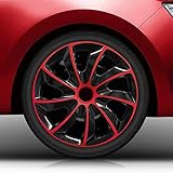 Eight Tec Handelsagentur (Farbe & Größe wählbar) 14 Zoll Radkappen, Radzierblenden Quad Bicolor (Schwarz/Rot) passend für Fast alle Fahrzeugtypen (universal)