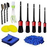 Auto-Detailing-Pinsel-Set, 13-teilig, Auto-Reinigungsbürsten-Set mit Drahtbürste, Lüftungsschlitzbürste, Handtücher, Handschuhen, Schwamm, Armaturenbrett, Innen- und Außenb
