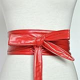 Frauen breite Taillenbund Damen dekorative Ribbon Fliege für Frauen Gürtel weicher und bequemer Gürtel (Belt Length : 230cm, Color : Red)