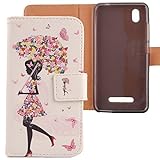 Lankashi PU Flip Leder Tasche Hülle Case Cover Schutz Handy Etui Skin Für ZTE Blade A452 5' Umbrella Girl Desig