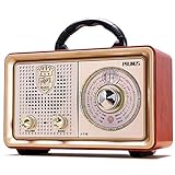 PRUNUS J-110BT FM AM(MW) SW Tragbares Bluetooth AUX MP3 Radio. Mit klassischem Vintage-Retro-Gehäuse in Holzoptik. Integrierter 5-W-Lautsprecher, Keine Kopfhörerbuchse. (Gold)