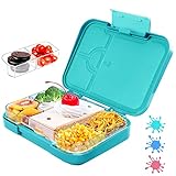 Ausbond Brotdose Kinder mit Fächern Bento Box Auslaufsicher und Robust Lunchbox BPA-Frei Vesperbox Schule mit 6 Unterteilung Variablen Fächern für Jungs Mädchen Kindergarten Grü