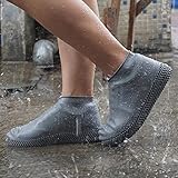 Wasserdichte Schuhüberzieher aus Latex, Unisex, Regenstiefel, für drinnen und draußen, regnerische Tage, 1 Paar (Farbe: Schwarz, Größe: L)
