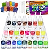 lenbes DIY Tie-Dye Kit, Färbe-Set für Kinder, Erwachsene und Gruppen, Ungiftige Hemd Stoff Farbe, Textilfarbe waschmaschinenfest, Partys, Versammlungen, Festivals hinzufügen (24 Farben)