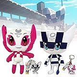 Tokyo Olympic Maskottchen Plüsch Miraitowa und Someity kommt mit dem gleichen Schlüsselanhänger, 9,8 Zoll Olympisches hochwertiges kurzes Plüschtier, das Beste Erinnerungsgeschenk (C)