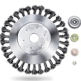 Unkrautbürste Wildkrautbürste für Motorsense 200mm Gezopfte Schleifbürste mit 25.4mm Bohrung für Moos und Unkrautentfernung mit 4 befestigungszubehör Max. 10000 U/