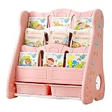 XIANGE100-SHOP Kinderbücherregal Startseite Einfache Anzeigen-Regal Kinderbuch Bilderbuch Malbuch Shelf umweltfreundliche Material 31,5 × 16,9 × 31,5 Inches (Color : Pink)