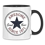 wowshirt Tasse Awesome Since Star Geschenk zum 40. 50. 60. Geburtstag 20-90 Jahre Alt, Farbe:1971 White Black