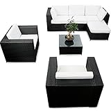 XINRO® erweiterbares 21tlg. XXL Polyrattan Garten Lounge Möbel Ecksofa - schwarz - Gartenmöbel Sitzgruppe Garnitur Lounge Ecke - inkl. Lounge Sessel + Ecke + Hocker + Tisch +