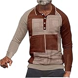 Modische Poloshirts für Herren, langärmelig, Umlegekragen, Knopfleiste, bedrucktes Sweatshirt, gestreifter Druck, ethnisch, Opa, Oberteil, Übergröße, lockere Passform, weiß, 3XL