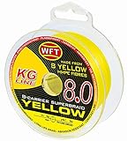 WFT KG 8 gelb 150m - Geflochtene Angelschnur, Durchmesser/Tragkraft:0.14mm / 19kg Tragk