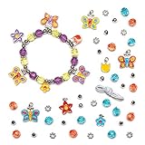 Baker Ross Bettelarmband-Bastelsets „Schmetterling“ (3 Stück) – für Kinder zum Basteln von Armbändern (Perlen, Anhänger und elastische Schnur enthalten)