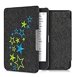 kwmobile Hülle kompatibel mit Tolino Shine 3 - Filz Stoff eReader Schutzhülle Cover Case - Sternenmix Hellgrün Blau Dunkelg