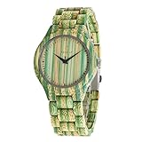 ykop Unisex Armbanduhr Quarzuhr Holz Uhr Holzuhr Damen Herren Geschenk Natürliche Hölzerne Uhren Für Damen Casual Uhr Analog Quarzwerk Armbanduhr (Grüne Dame)