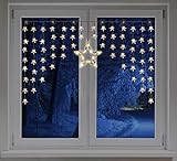 LED Sternenvorhang 140x95 cm - 90 LED warmweiß - Fenster Deko Stern Lichterkette Lichtervorhang