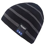 Mydeal Wintermütze mit Bluetooth, warm, Totenkopf-Design, mit kabellosem Kopfhörer, Stereo, Lautsprecher, Mikrofon, Freisprechfunktion, für Outdoor-Sport, Skifahren, BB019-Black,