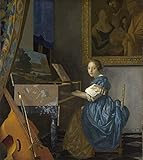 Kribee Poster Johannes Vermeer Giclée-Kunstdruck, Gemälde, Reproduktion (eine junge Frau sitzend bei einer Virginal), Ölgemälde, 50 x 75 cm, ohne R