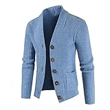 Sijux Herren Strickjacke Strickpullover Für Die Kalte Jahreszeit, Winterjacke Langarm Grobstrick,Blau,XL